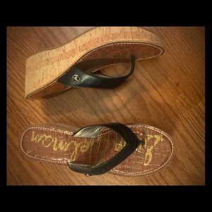 Nwot Sam Edelman black leather Wedges size 9